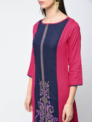 rayon block printed straight kurta,magenta,(s,m,l,xl,2xl,3xl) 4