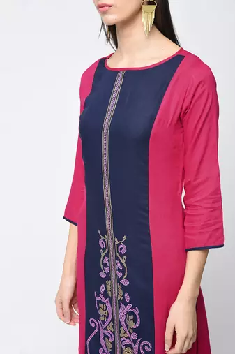 rayon block printed straight kurta,magenta,(s,m,l,xl,2xl,3xl)