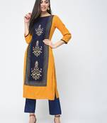 rayon block printed straight kurta,mustard,(s,m,l,xl,2xl,3xl)