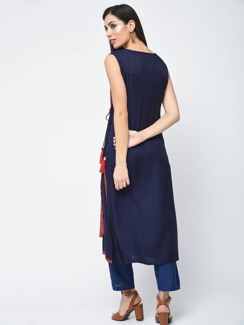rayon block printed layered kurta,red,(s,m,l,xl,2xl,3xl)