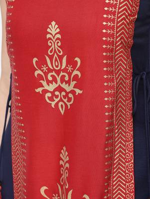 rayon block printed layered kurta,red,(s,m,l,xl,2xl,3xl) 5