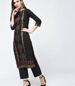 cotton block printed straight kurta,black,(s,m,l,xl,2xl,3xl)