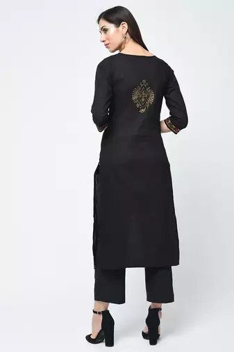 cotton block printed straight kurta,black,(s,m,l,xl,2xl,3xl)