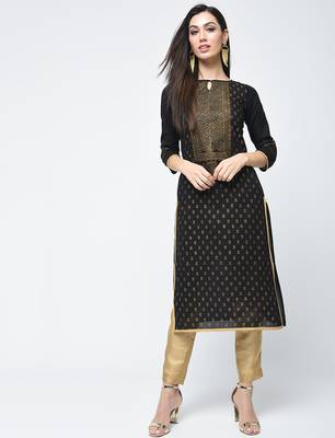 cotton block printed straight kurta,black,(s,m,l,xl,2xl,3xl) 1