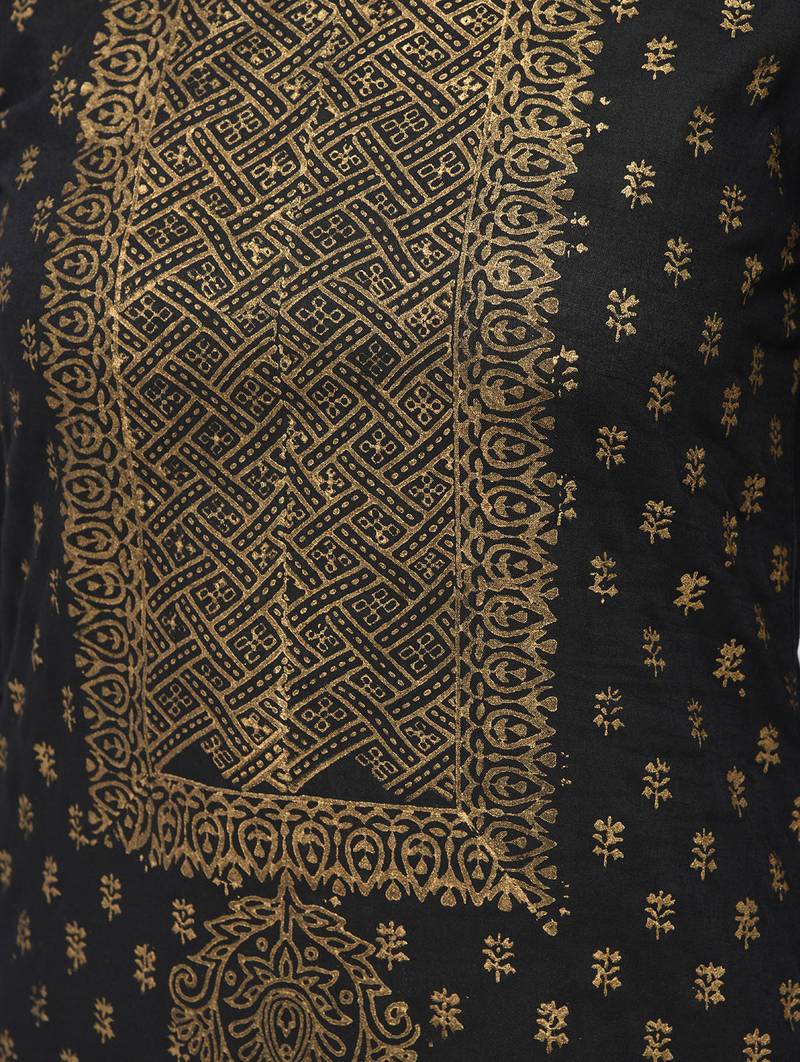 cotton block printed straight kurta,black,(s,m,l,xl,2xl,3xl)