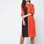 cotton color block straight kurta,orange,(s,m,l,xl,2xl,3xl)