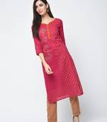 cotton block printed straight kurta,magenta,(s,m,l,xl,2xl,3xl)