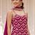 Cherry colour embroideried work chinon semi stitched palazzo salwar suit