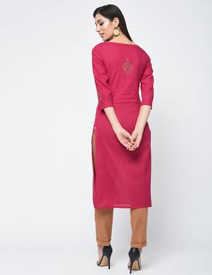 cotton block printed straight kurta,magenta,(s,m,l,xl,2xl,3xl) 3