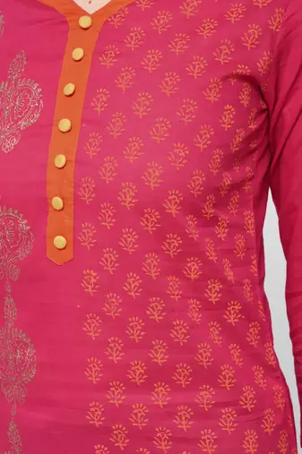 cotton block printed straight kurta,magenta,(s,m,l,xl,2xl,3xl)
