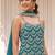 Sea green colour embroideried work chinon semi stitched palazzo salwar suit