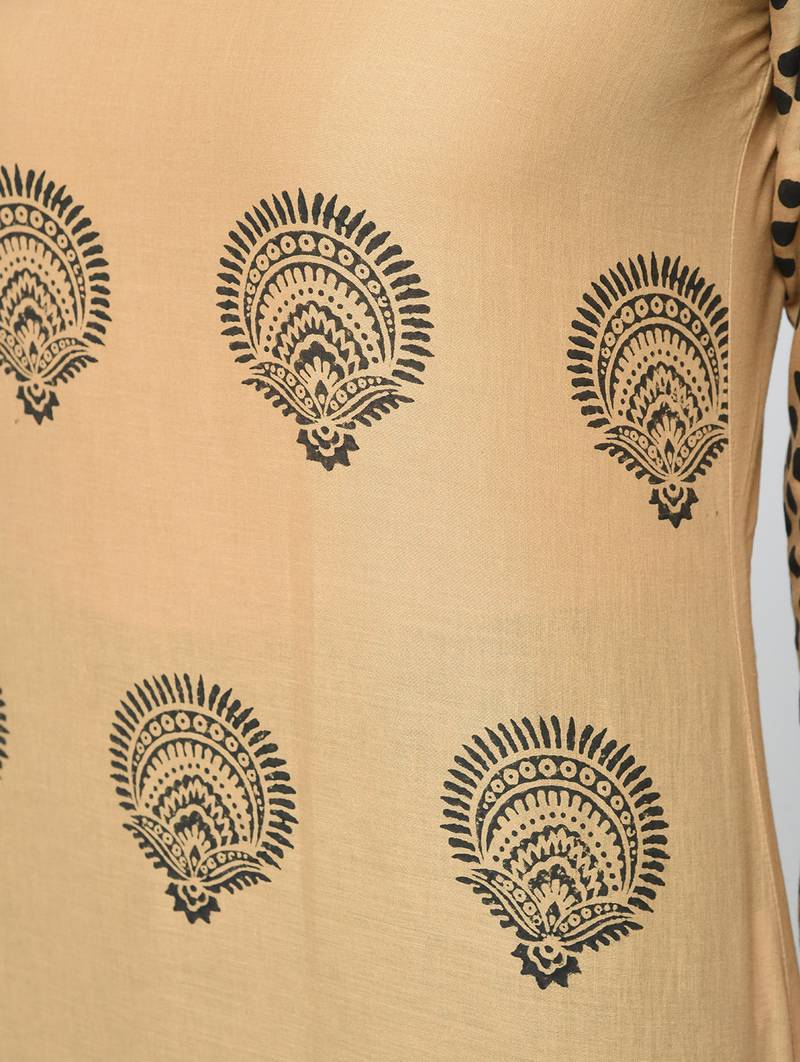 cotton block printed straight kurta,beige,(s,m,l,xl,2xl,3xl)