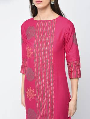 cotton block printed straight kurta,magenta,(s,m,l,xl,2xl,3xl) 4