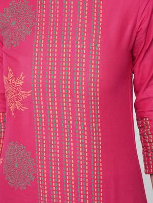cotton block printed straight kurta,magenta,(s,m,l,xl,2xl,3xl) 5