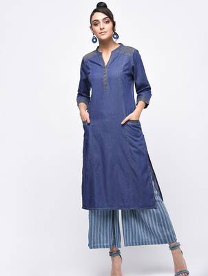 denim princess line straight kurta,blue,(s,m,l,xl,2xl,3xl) 2
