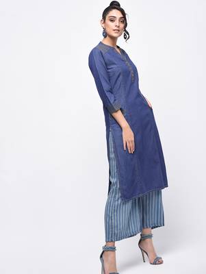 denim princess line straight kurta,blue,(s,m,l,xl,2xl,3xl) 3