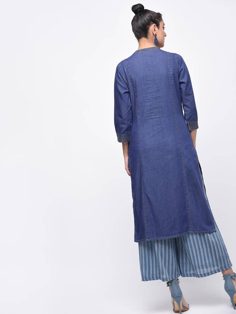 denim princess line straight kurta,blue,(s,m,l,xl,2xl,3xl)