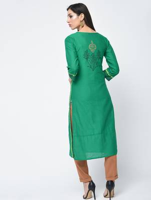 cotton block printed straight kurta,turquoise,(s,m,l,xl,2xl,3xl) 3