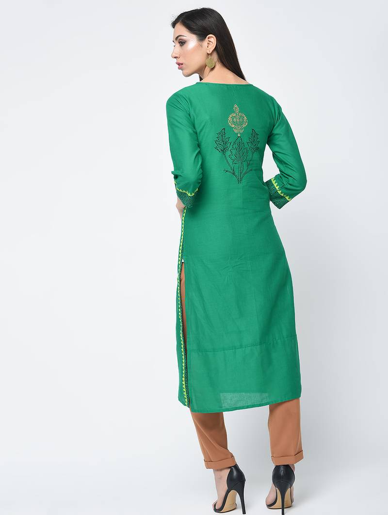 cotton block printed straight kurta,turquoise,(s,m,l,xl,2xl,3xl)