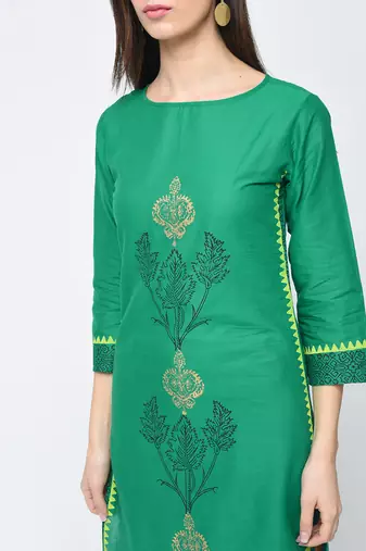 cotton block printed straight kurta,turquoise,(s,m,l,xl,2xl,3xl)