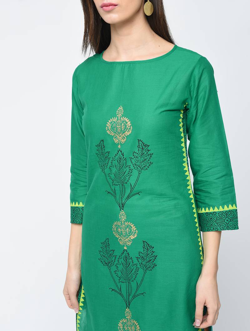 cotton block printed straight kurta,turquoise,(s,m,l,xl,2xl,3xl)