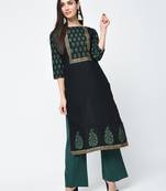 cotton block printed straight kurta,black,(s,m,l,xl,2xl,3xl)