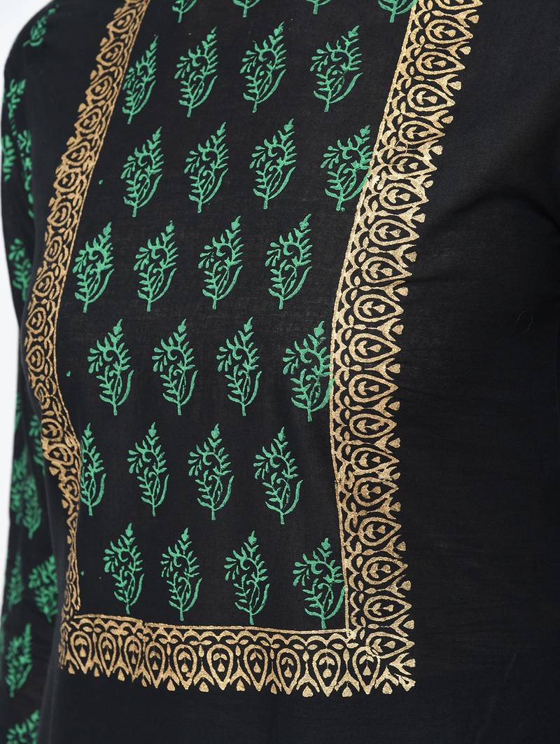 cotton block printed straight kurta,black,(s,m,l,xl,2xl,3xl)
