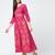 Cotton block printed angrakha kurta,fuchsia,(s,m,l,xl,2xl,3xl)