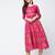 Cotton block printed angrakha kurta,fuchsia,(s,m,l,xl,2xl,3xl)