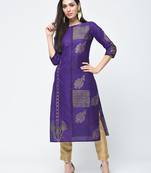cotton foil printed straight kurta,purple,(s,m,l,xl,2xl,3xl)
