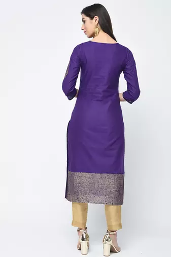 cotton foil printed straight kurta,purple,(s,m,l,xl,2xl,3xl)