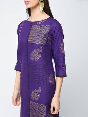 cotton foil printed straight kurta,purple,(s,m,l,xl,2xl,3xl) 4