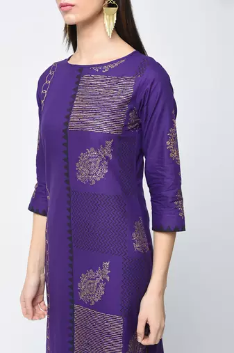 cotton foil printed straight kurta,purple,(s,m,l,xl,2xl,3xl)