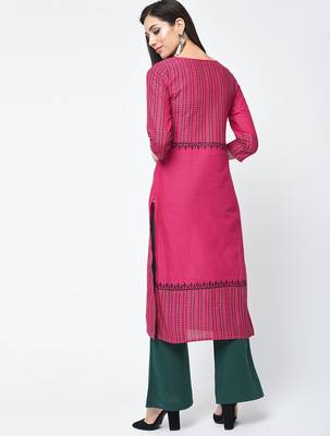 cotton block printed straight kurta,pink,(s,m,l,xl,2xl,3xl) 3