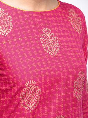 cotton block printed straight kurta,pink,(s,m,l,xl,2xl,3xl) 5