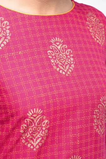 cotton block printed straight kurta,pink,(s,m,l,xl,2xl,3xl)