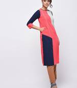 crepe c olour block straight kurta,pink,(s,m,l,xl,2xl,3xl)