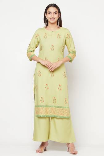 rayon screen print straight kurta pista