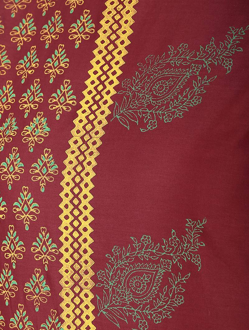 cotton block printed straight kurta,maroon,(s,m,l,xl,2xl,3xl)