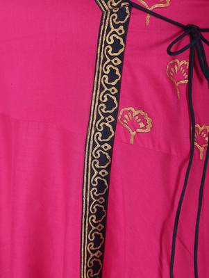 Cotton block print angrakha kurta,magenta,(s,m,l,xl,2xl,3xl) 5