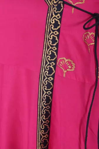 Cotton block print angrakha kurta,magenta,(s,m,l,xl,2xl,3xl)