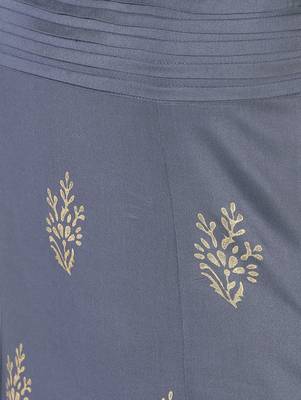Rayon block print flared kurta,grey,(s,m,l,xl,2xl,3xl) 5