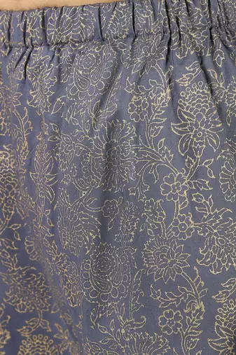 Rayon solid pintucks kurta with gold print palazzo set,grey,(s,m,l,xl,2xl,3xl)