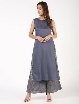 rayon solid pintucks straight kurta,grey,(s,m,l,xl,2xl,3xl) 1