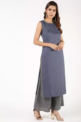 rayon solid pintucks straight kurta,grey,(s,m,l,xl,2xl,3xl)