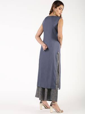 rayon solid pintucks straight kurta,grey,(s,m,l,xl,2xl,3xl) 3