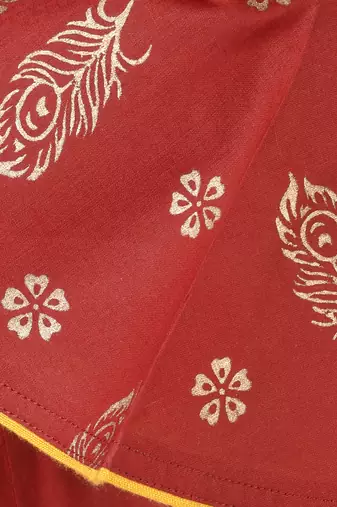 Cotton gold print flared anarkali kurta,maroon,(s,m,l,xl,2xl,3xl)
