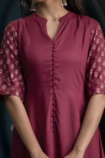 Rayon block print flared anarkali kurta,dusty pink,(s,m,l,xl,2xl,3xl)