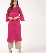 cotton criss-cross bell sleeves straight kurta,magenta,(s,m,l,xl,2xl,3xl)
