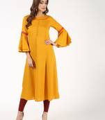 Rayon bell sleeves solid anarkali kurta,mustard,(s,m,l,xl,2xl,3xl)